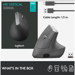 Mouse wireless ergonomic Logitech MX Vertical, Negru Mouse Wireless Logitech MX Vertical, 1600 DPI, USB, Ergonomic (Negru) fotografia produsului View 16 S