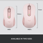 Mouse Wireless Logitech Signature M650 L Left, Bluetooth/USB, recomandat pentru mana stanga (Roz) fotografia produsului View 11 S