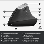 Mouse wireless ergonomic Logitech MX Vertical, Negru Mouse Wireless Logitech MX Vertical, 1600 DPI, USB, Ergonomic (Negru) fotografia produsului View 13 S