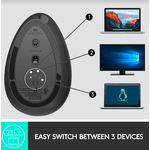 Mouse wireless ergonomic Logitech MX Vertical, Negru Mouse Wireless Logitech MX Vertical, 1600 DPI, USB, Ergonomic (Negru) fotografia produsului View 9 S