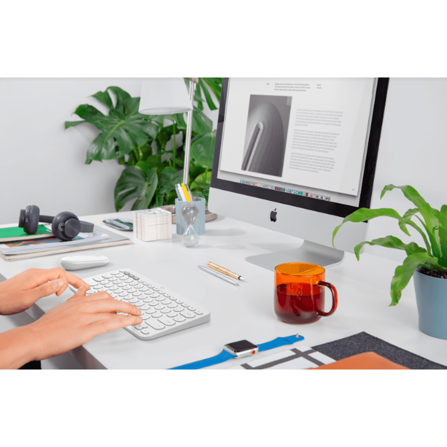 Tastatura Wireless Logitech K380, Bluetooth, Layout US, Compatibil MAC (Alb) fotografia produsului View 6 L
