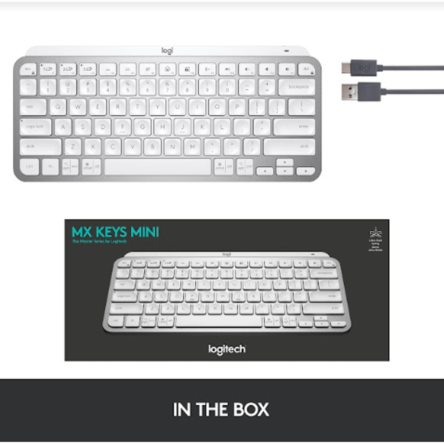 Tastatura Wireless LOGITECH MX Keys Mini Minimalist, Illuminata (Gri) fotografia produsului View 11 L