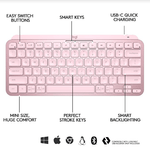 Tastatura Wireless LOGITECH MX Keys Mini Minimalist, Illuminata (Roz) fotografia produsului View 6 S