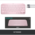 Tastatura Wireless LOGITECH MX Keys Mini Minimalist, Illuminata (Roz) fotografia produsului View 9 S