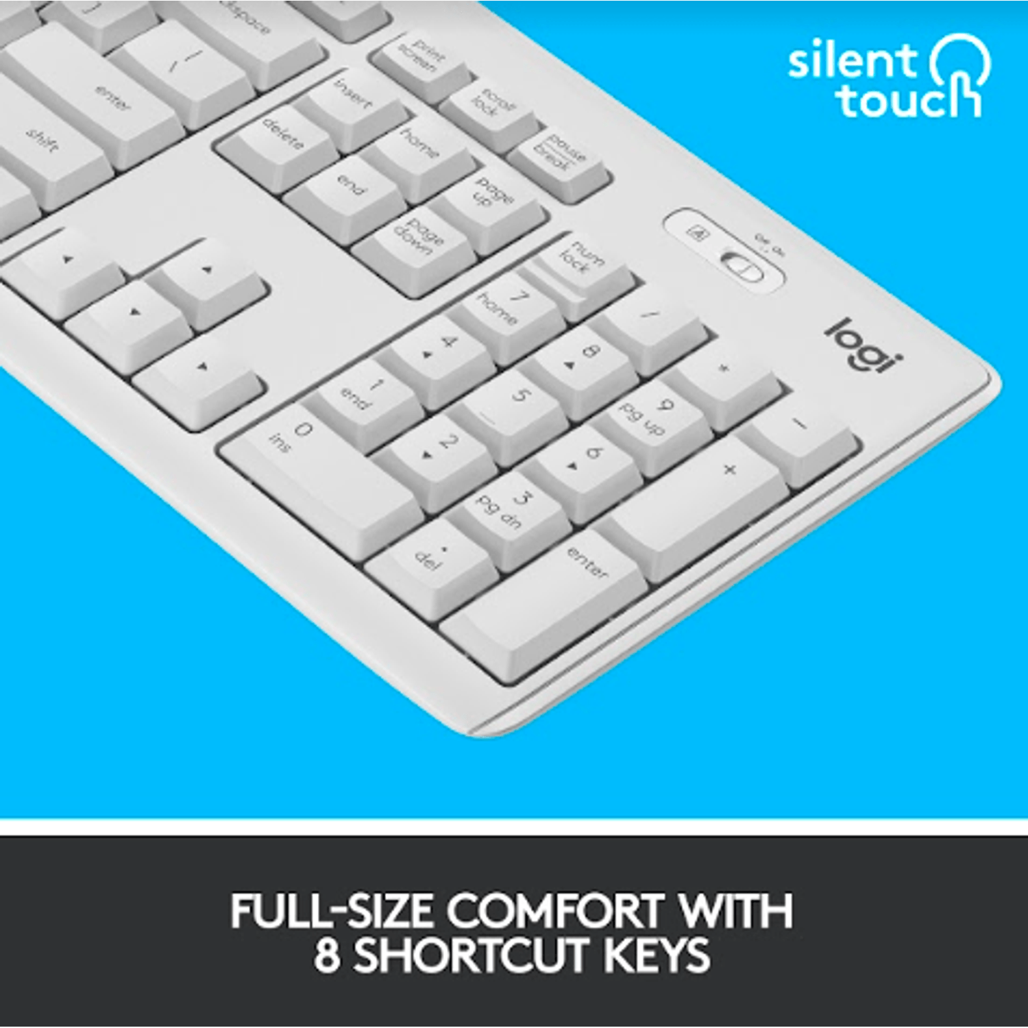 Kit wireless tastatura si mouse Logitech MK295 Silent, US layout, USB (Alb) fotografia produsului View 8 L