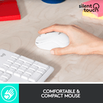 Kit wireless tastatura si mouse Logitech MK295 Silent, US layout, USB (Alb) fotografia produsului View 9 S