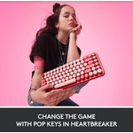 Tastatura Wireless Mecanica Logitech POP Keys, Bluetooth (Rosu) fotografia produsului View 7 S