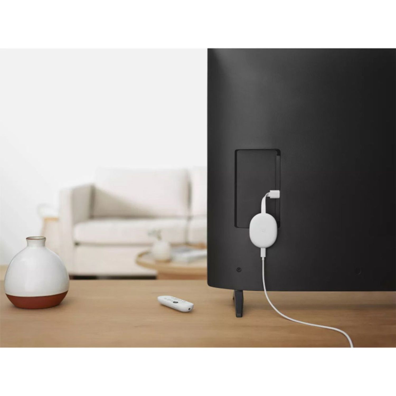 Media player Google Chromecast TV, 4K, HDMI, Bluetooth, Wi-Fi, Telecomanda (Alb) fotografia produsului View 3 L