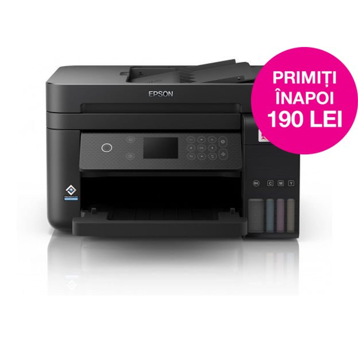 Multifunctional Epson EcoTank L6270, inkjet, A4, 15.5ppm, Duplex, ADF, USB, Retea, Wireless (Negru) fotografia produsului View 2 L