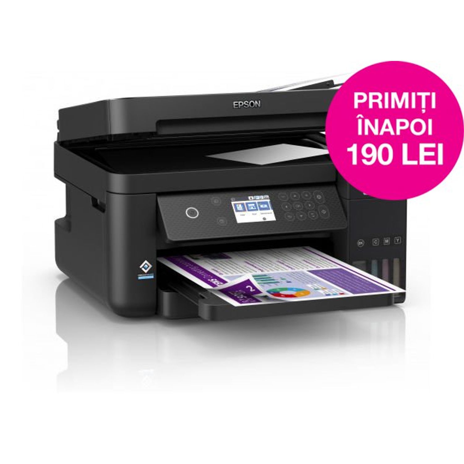 Multifunctional Epson EcoTank L6270, inkjet, A4, 15.5ppm, Duplex, ADF, USB, Retea, Wireless (Negru) fotografia produsului View 7 L