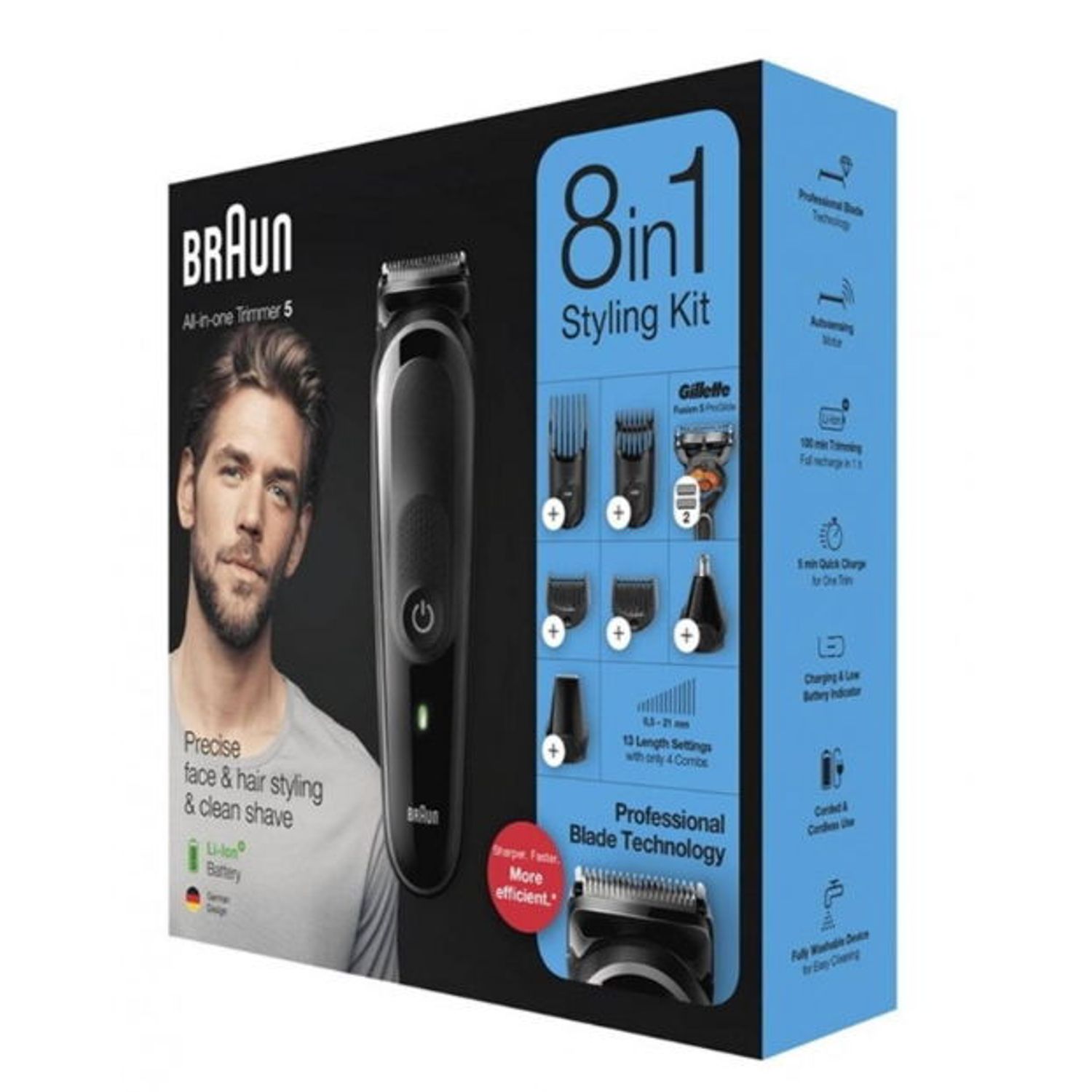 Aparat de tuns multifunctional Braun MGK5265BLK/BLU fotografia produsului View 2 L