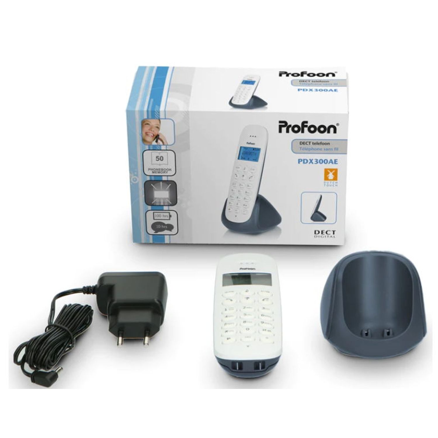 Telefon fix Profoon PDX300AE, DECT, 	300 mAh (Alb) fotografia produsului View 8 L