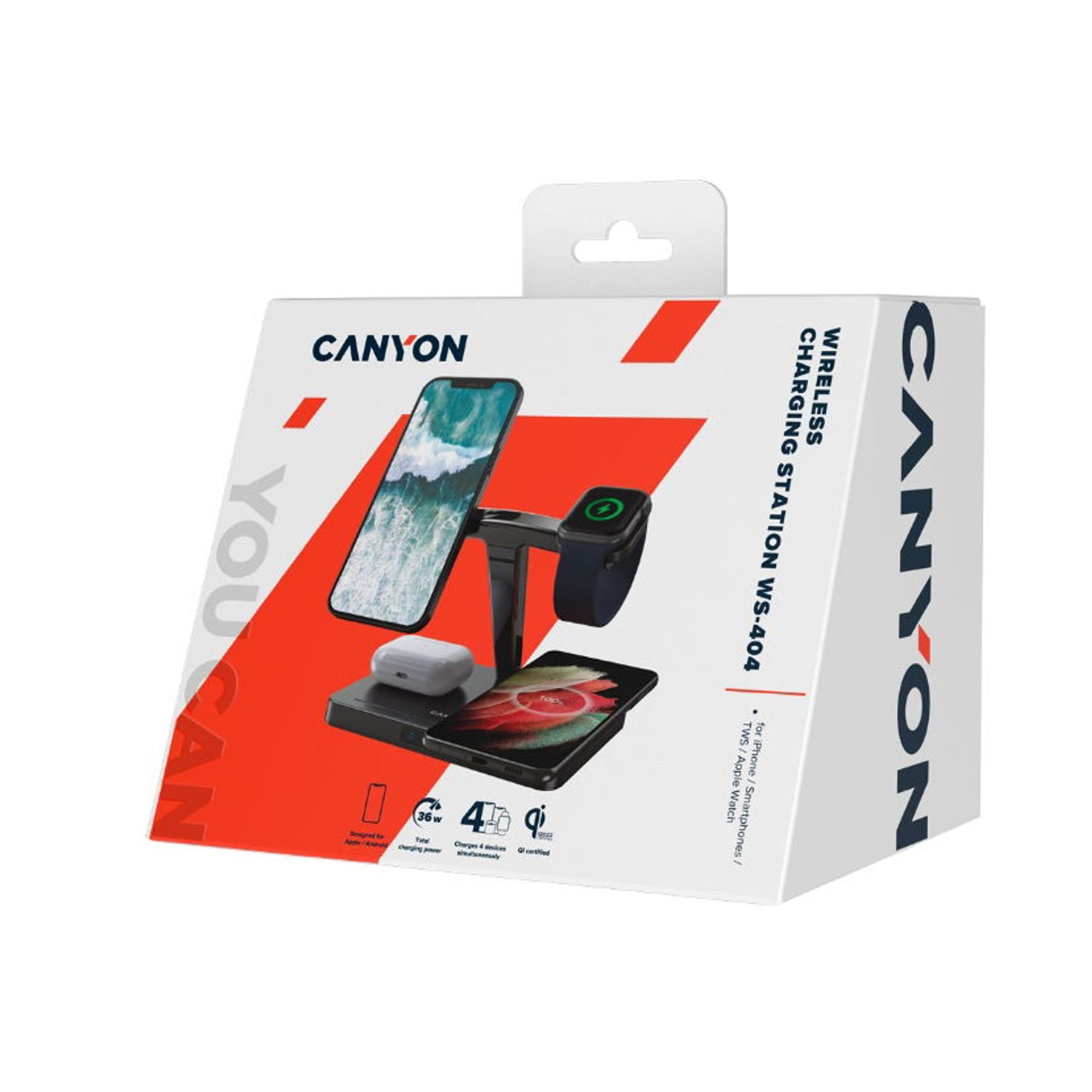 Incarcator wireless Canyon WS-404, 12V/3A, 15W/10W/7.5W/5W fotografia produsului View 3 L