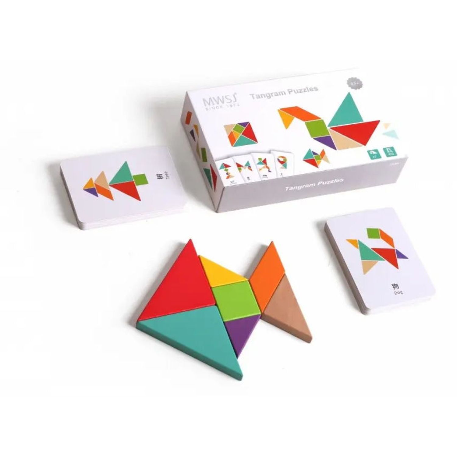 Puzzle lemn iWood Tangram (Multicolor) fotografia produsului