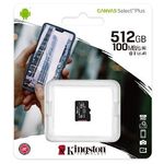 Card de memorie Kingston Canvas Select Plus microSDXC, 512GB, UHS-U3, Clasa 10, 100MB/s fotografia produsului View 2 S