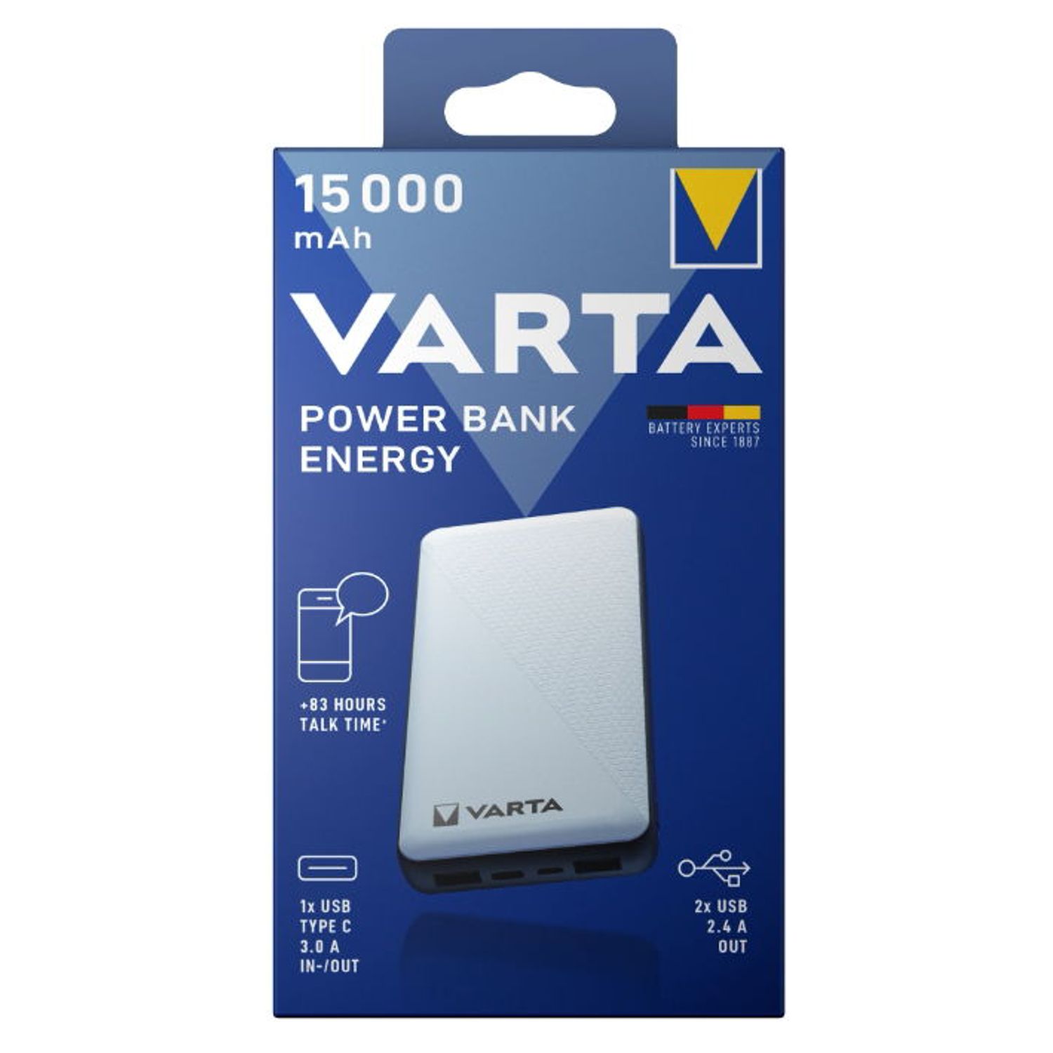 Acumulator extern Varta 57977,  15000 mAh (Alb/Negru) fotografia produsului View 5 L