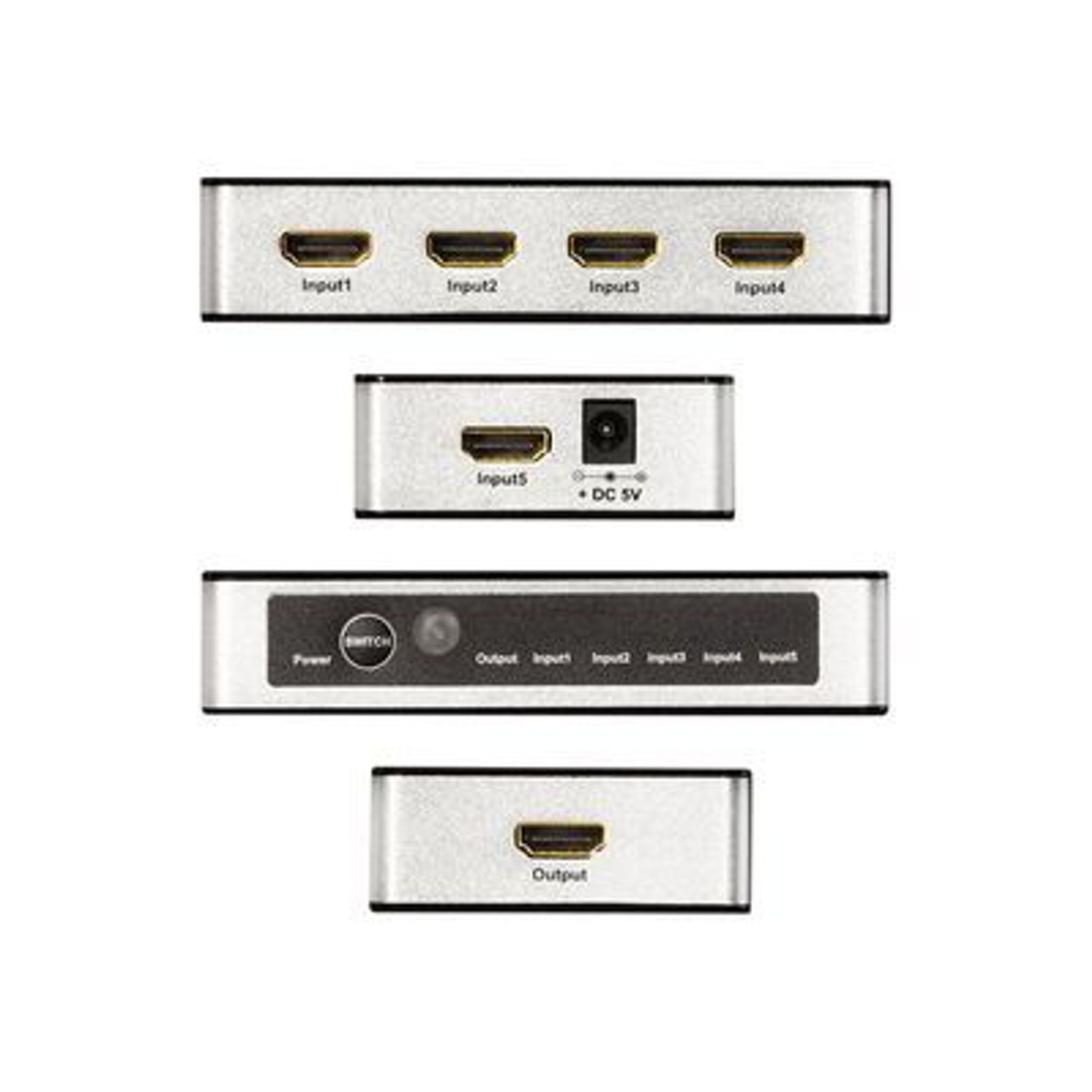 Switch LogiLink HD0048, 5 x HDMI, 4K/60 Hz (Negru) fotografia produsului View 2 L