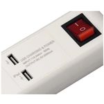 Prelungitor HAMA 137201, 5 prize, 2 x USB, 1.5m (Alb) fotografia produsului View 2 S