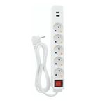Prelungitor Hama 137350, 5 prize, 2 USB, 1.4m (Alb) fotografia produsului View 2 S