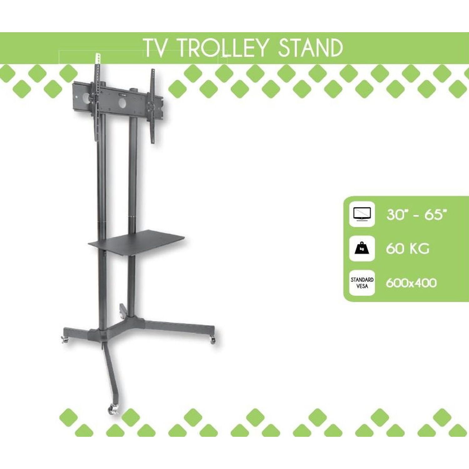 Stand TV Techly 309982, 30" - 65", 60 Kg (Negru) fotografia produsului View 5 L