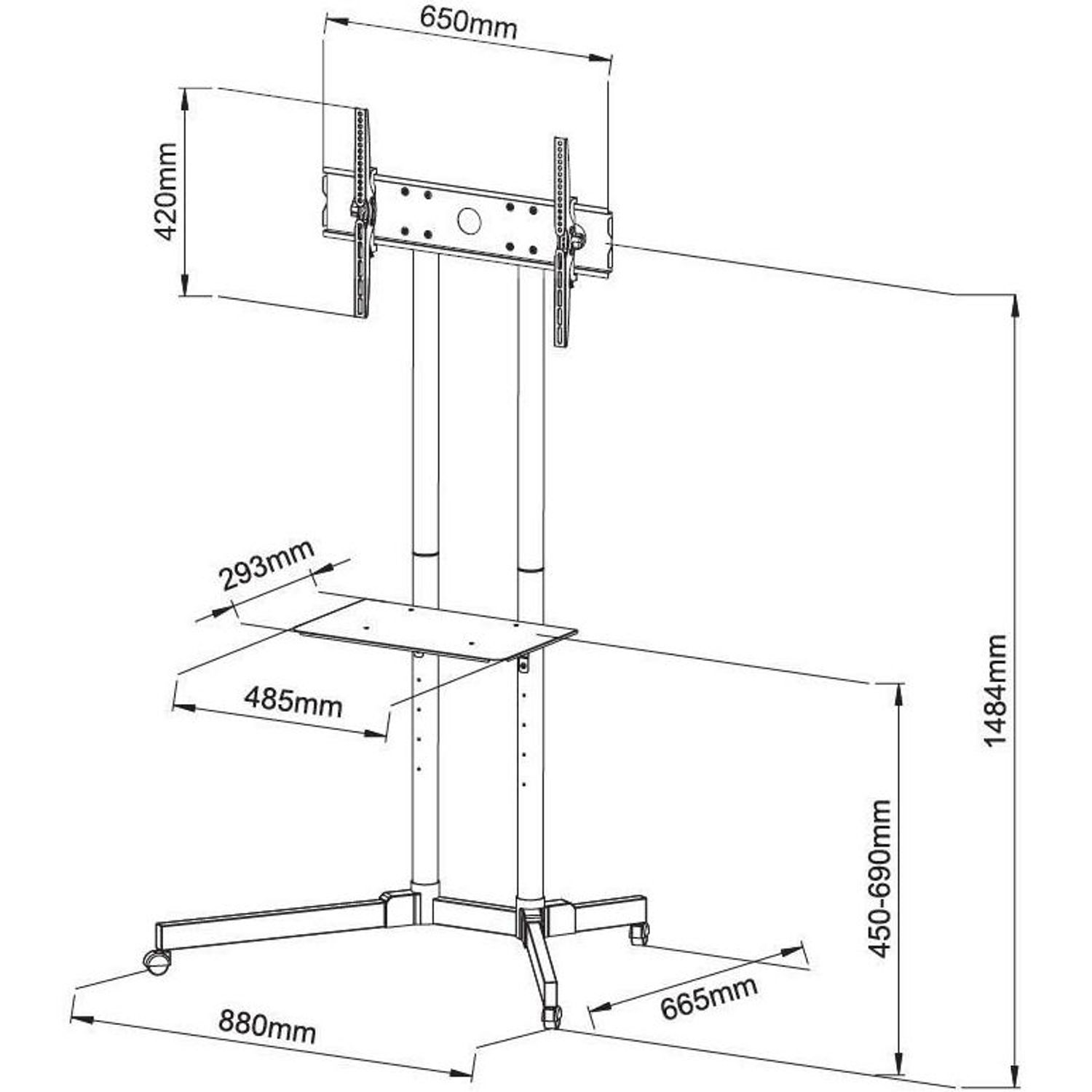 Stand TV Techly 309982, 30" - 65", 60 Kg (Negru) fotografia produsului View 4 L