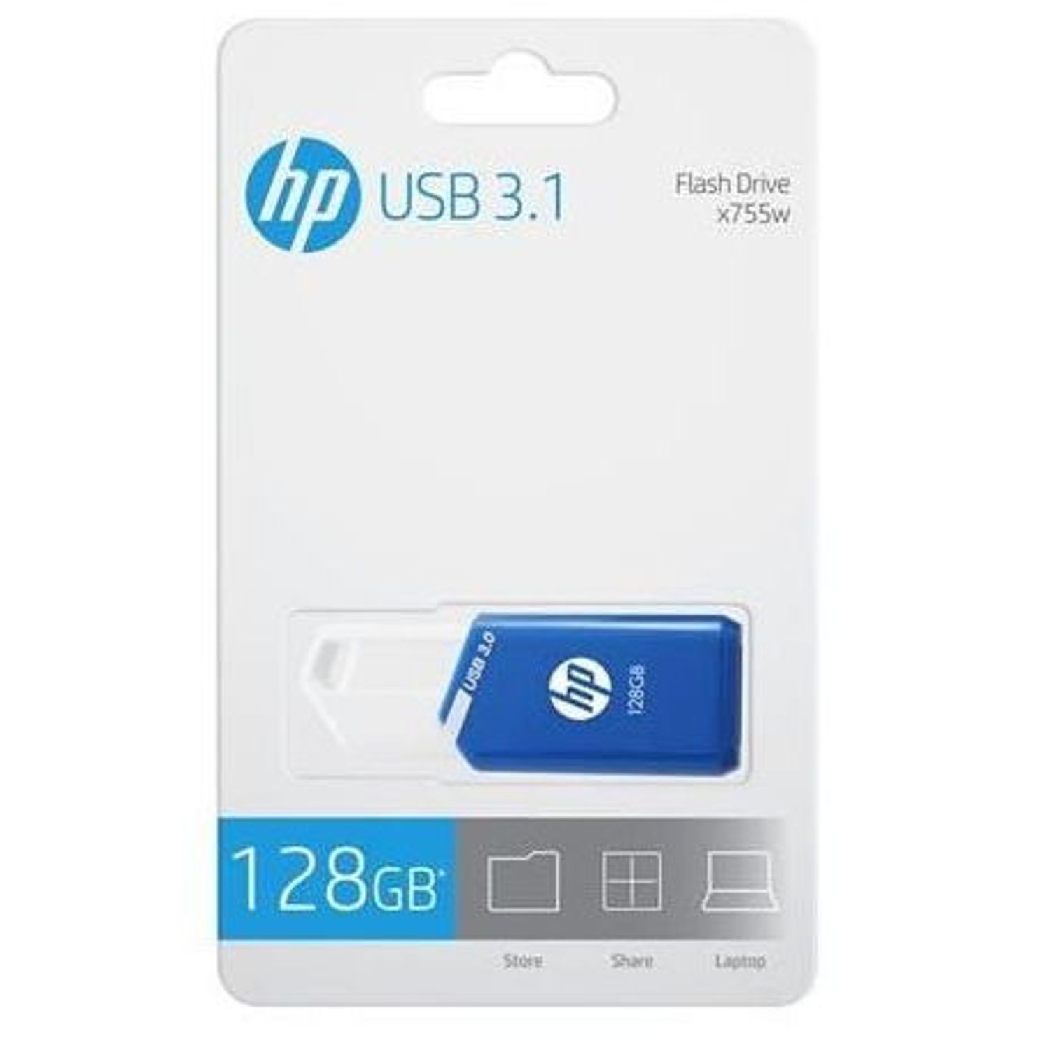 Stick USB HP Pendrive 128GB, 755W, USB 3.1 (Alb/Albastru) fotografia produsului View 4 L
