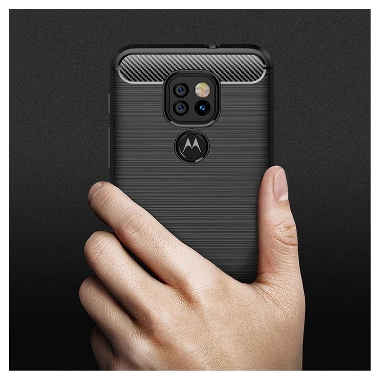Husa Flexibila Antisoc Carbon pentru Motorola Moto G9 Play / E7 Plus (Negru) fotografia produsului View 7 L