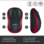 Mouse Optic Wireless Logitech M185, USB, 1000 DPI (Rosu) fotografia produsului View 8 S