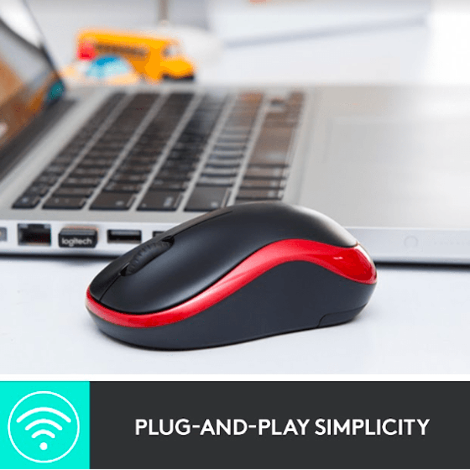 Mouse Optic Wireless Logitech M185, USB, 1000 DPI (Rosu) fotografia produsului View 6 L