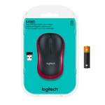 Mouse Optic Wireless Logitech M185, USB, 1000 DPI (Rosu) fotografia produsului View 3 S