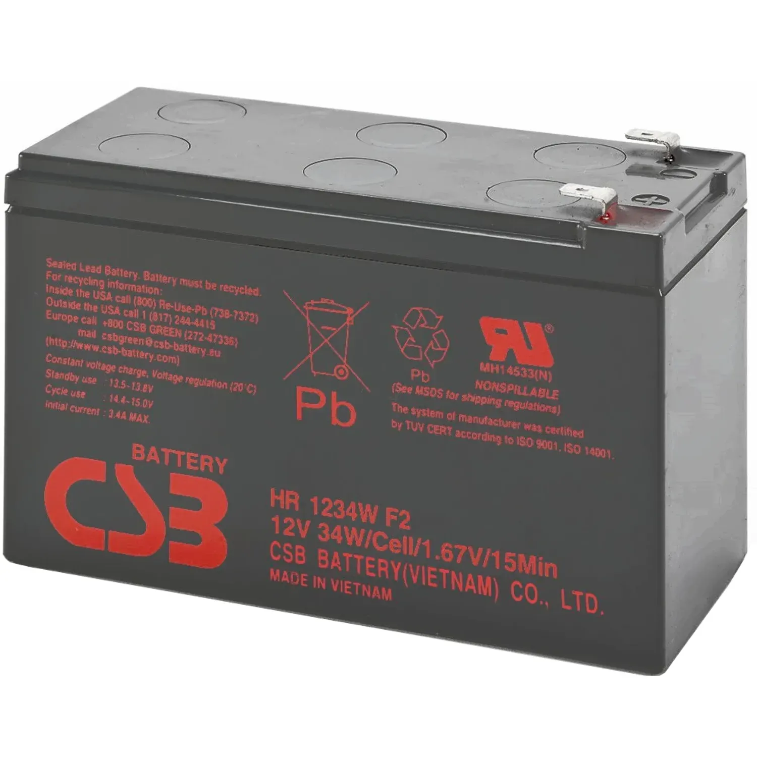 Acumulator UPS CSB HR1234W F2, 12V, 9Ah fotografia produsului