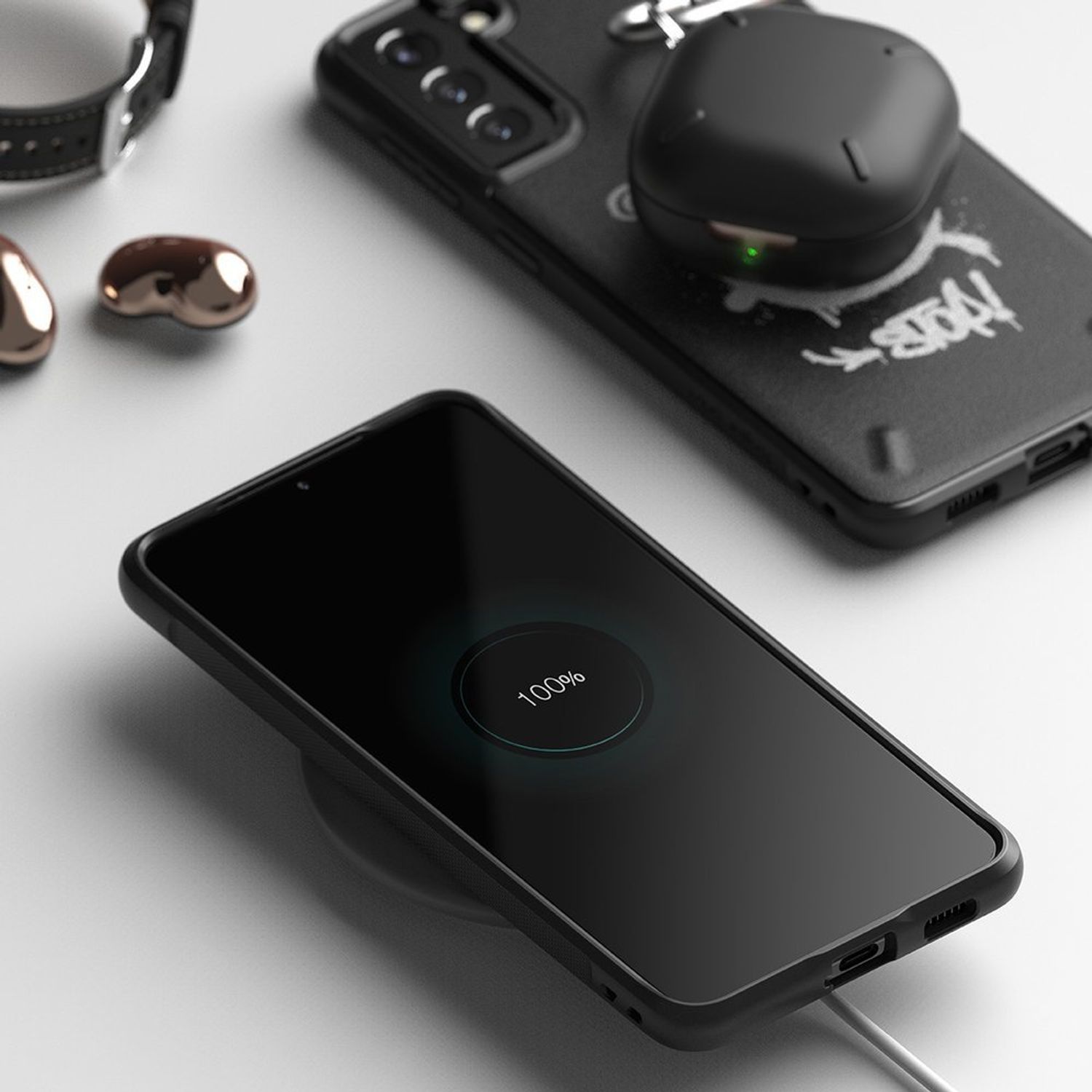 Husa Ringke Onyx Design X Compatibila Cu Samsung Galaxy S21 Plus, Negru fotografia produsului View 6 L