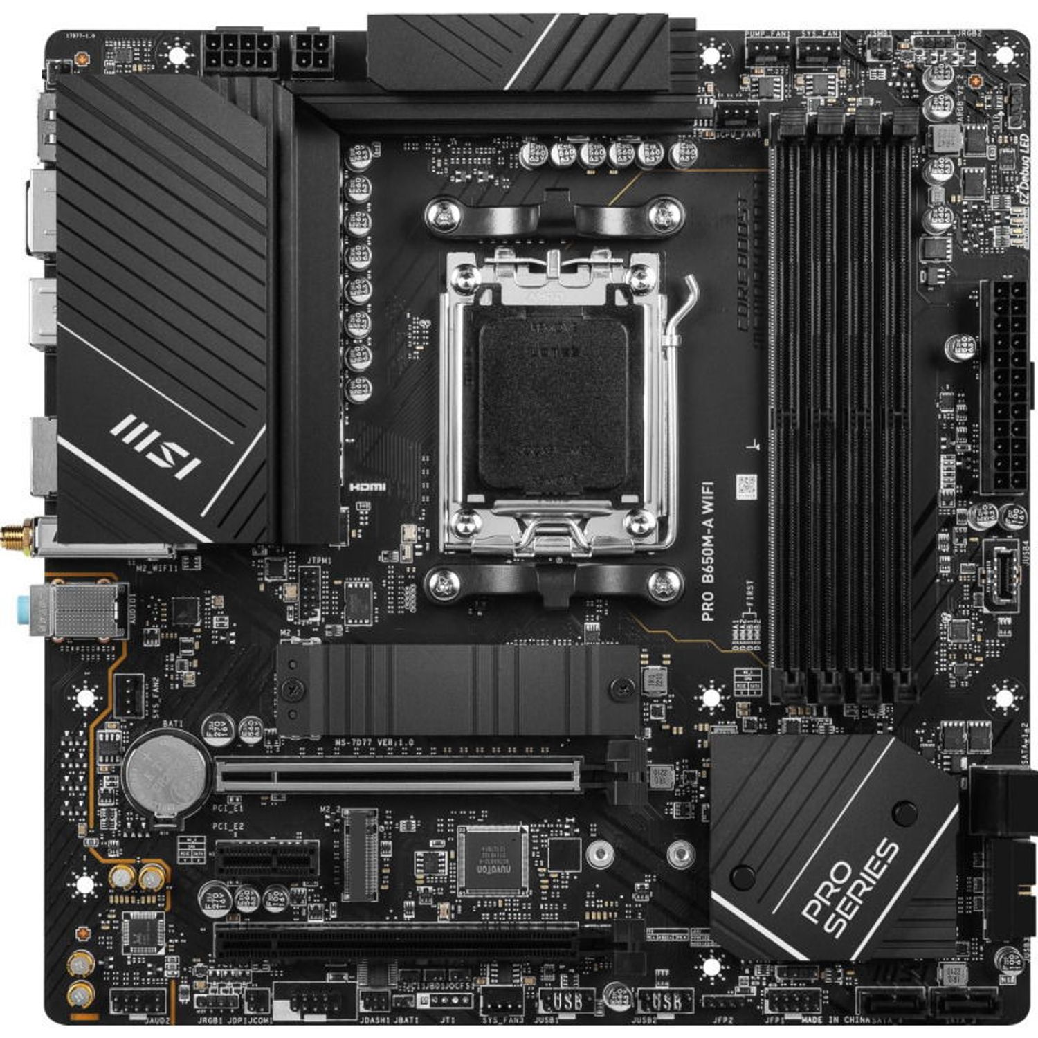 Placa de baza MSI PRO B650M-A WIFI, AM5, AMD B650, mATX fotografia produsului View 4 L