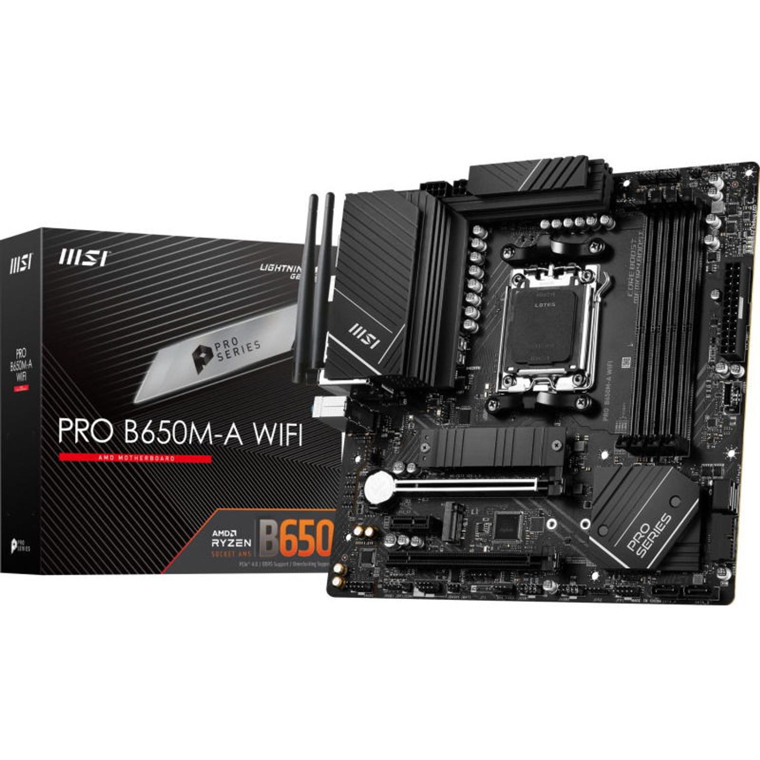Placa de baza MSI PRO B650M-A WIFI, AM5, AMD B650, mATX fotografia produsului View 5 L