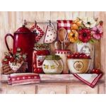 Tablou cu rama de lemn 927, Bucatarie traditionala, Pictura cu Diamante, Goblen cu pietre 5D, 40 x 50 cm fotografia produsului View 7 S