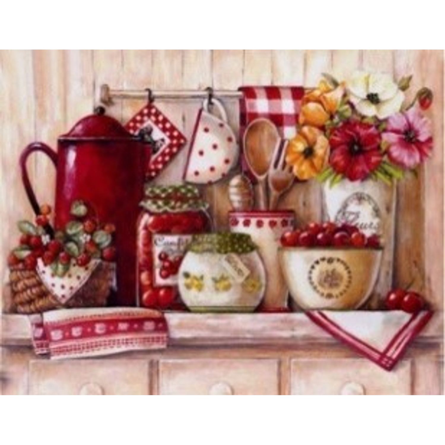 Tablou cu rama de lemn 927, Bucatarie traditionala, Pictura cu Diamante, Goblen cu pietre 5D, 40 x 50 cm fotografia produsului View 7 L