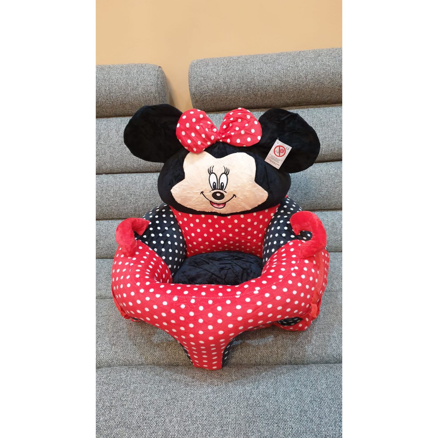 Fotoliu bebe cu spatar - Minnie Mouse 3D, rosu, din plus fotografia produsului View 4 L