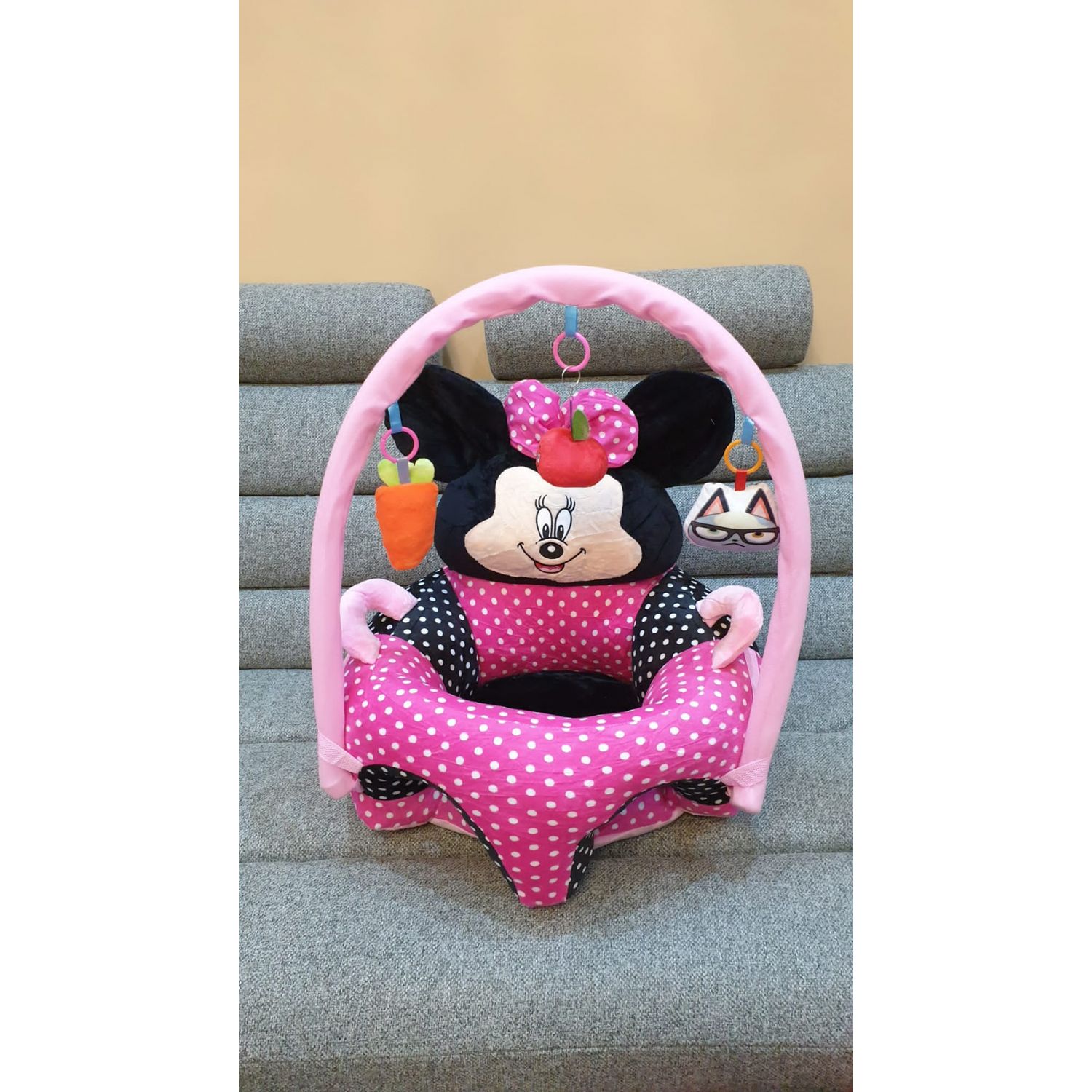 Fotoliu bebe cu spatar si arcada - Minnie Mouse 3D, roz, din plus fotografia produsului View 4 L