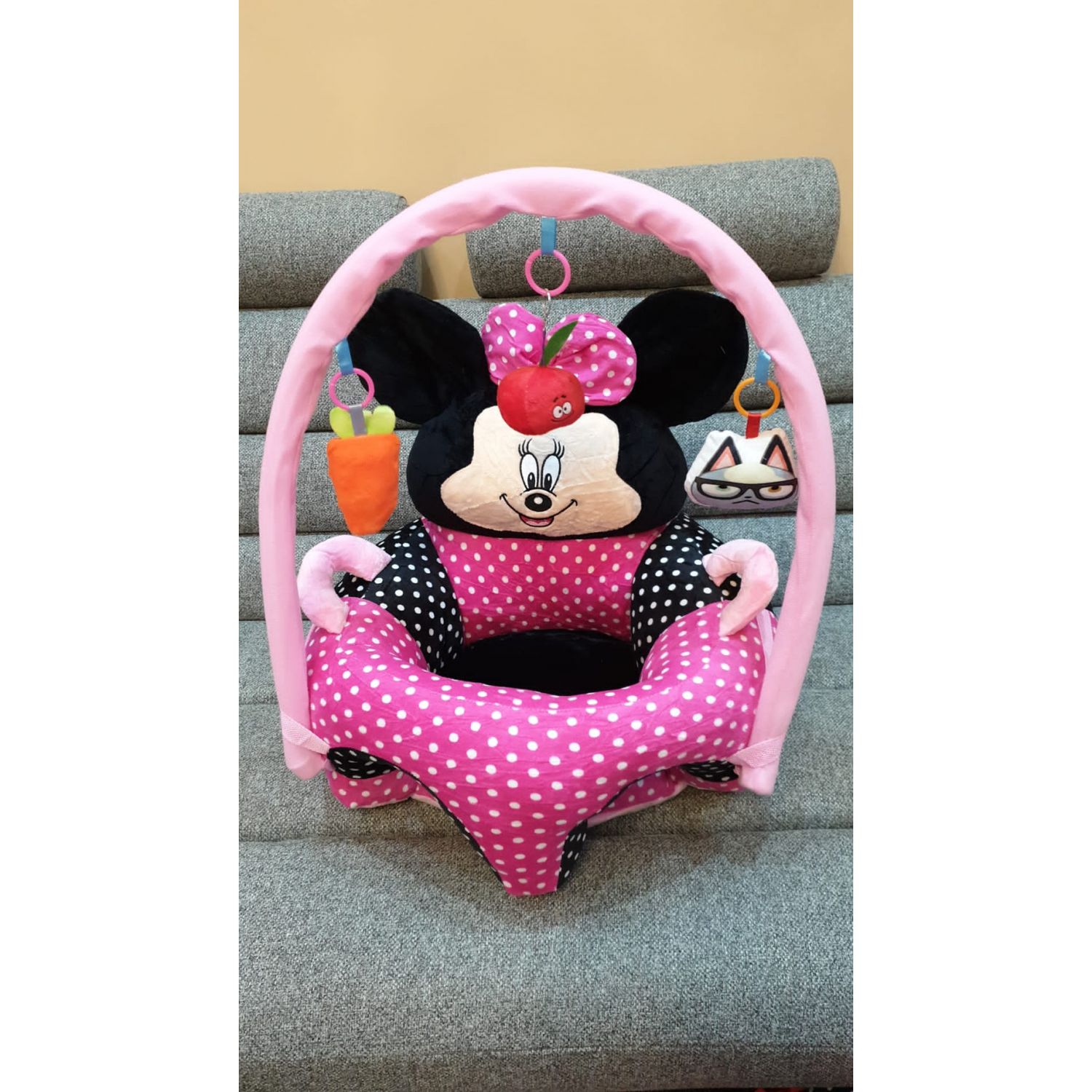 Fotoliu bebe cu spatar si arcada - Minnie Mouse 3D, roz, din plus fotografia produsului View 5 L