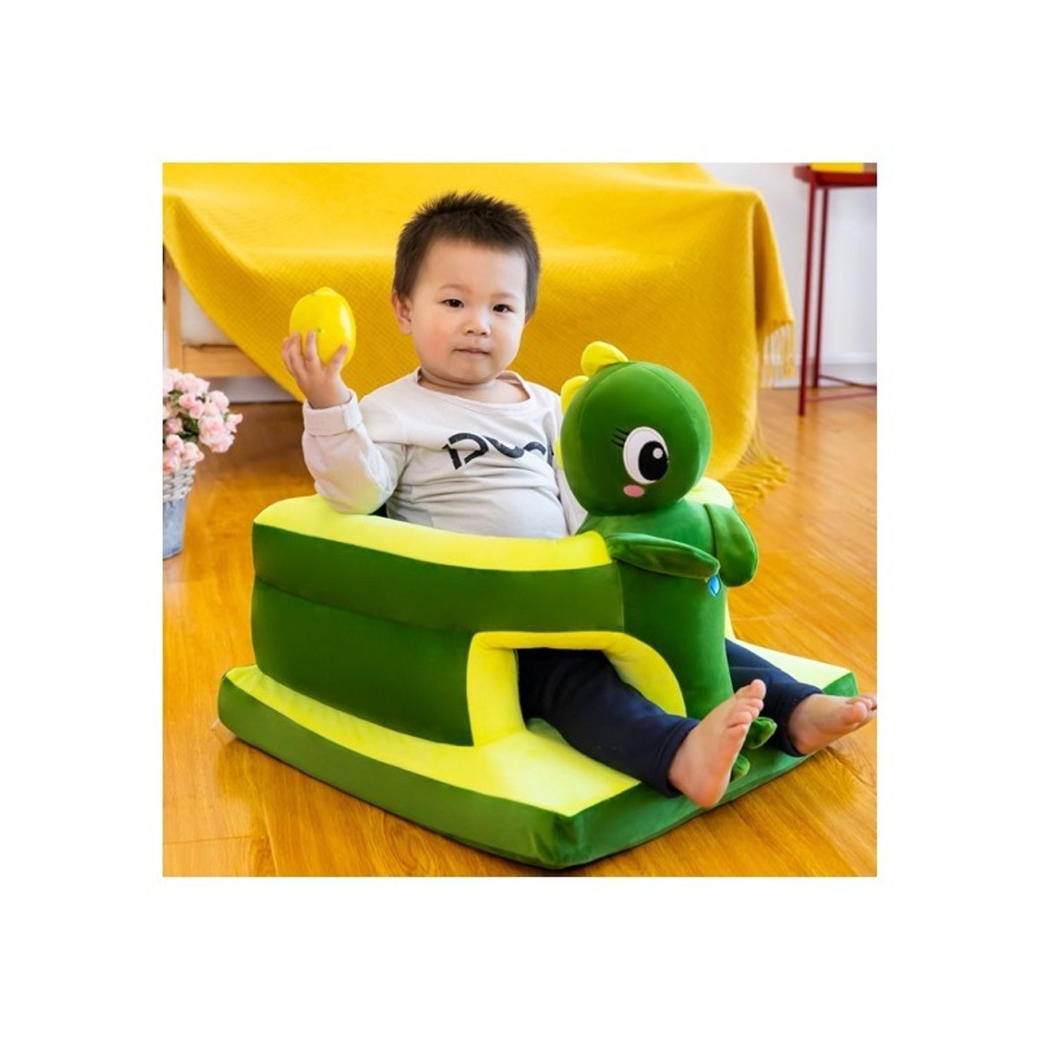 Fotoliu de sustinere bebe, din plus, cu placa de burete - dino verde fotografia produsului View 2 L