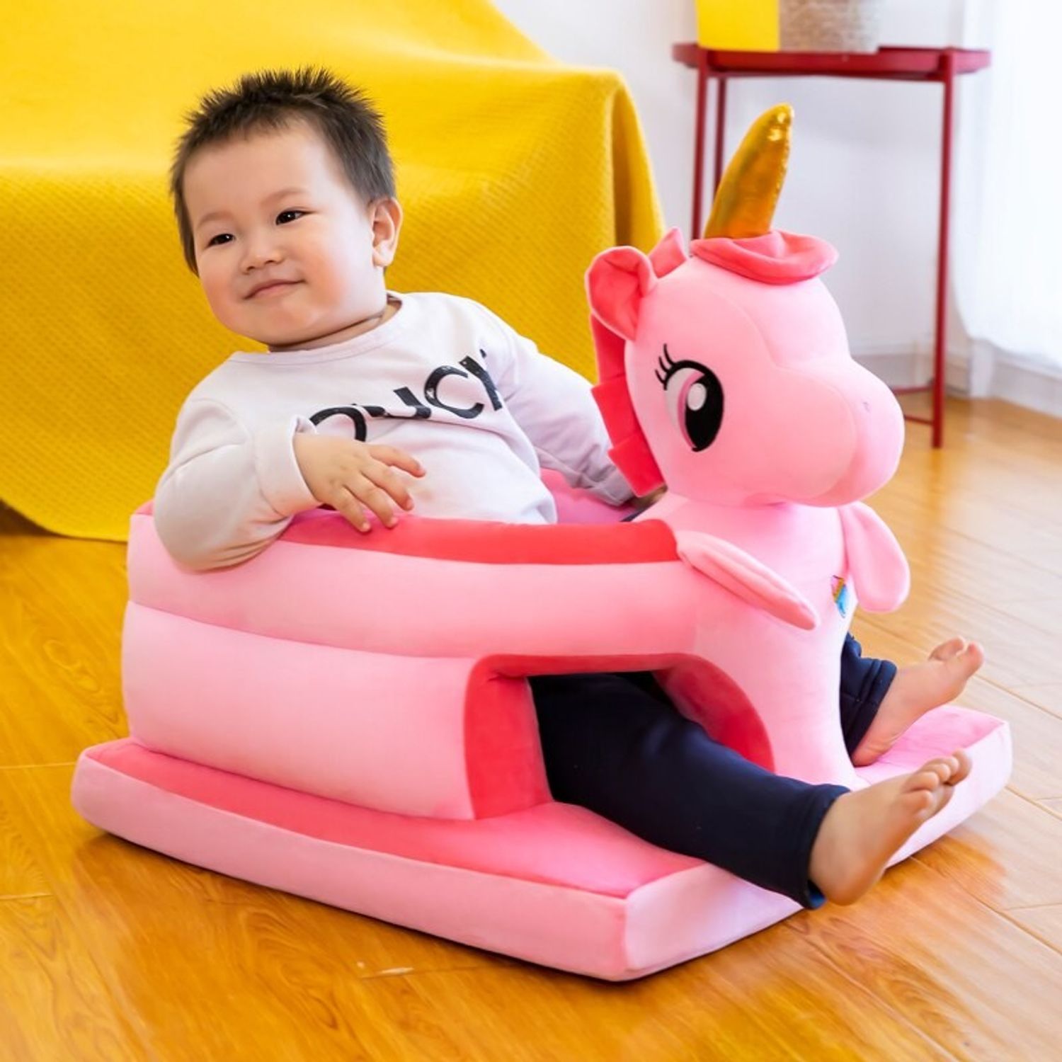 Fotoliu de sustinere bebe, din plus, cu placa de burete - Unicorn roz fotografia produsului View 2 L