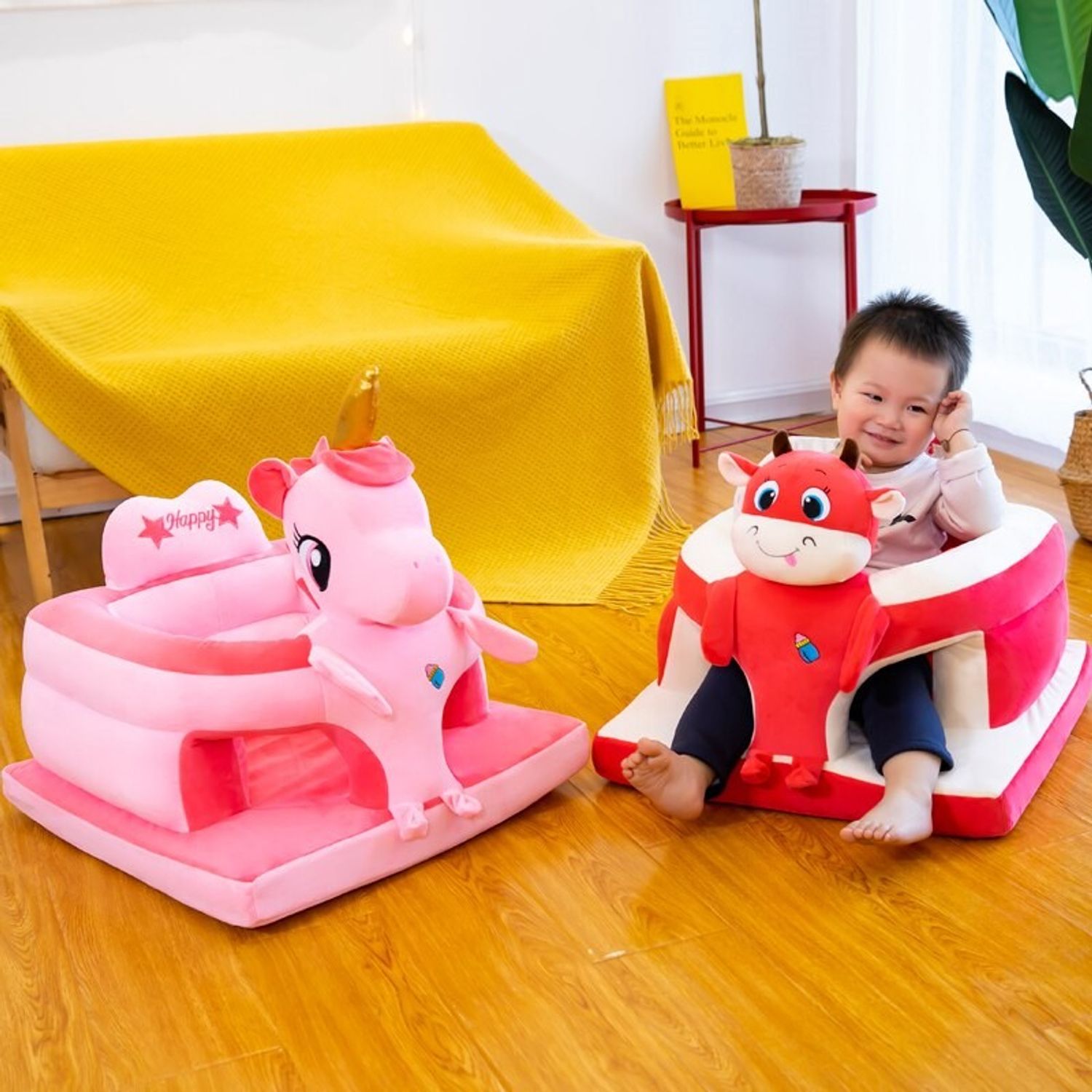 Fotoliu de sustinere bebe, din plus, cu placa de burete - Unicorn roz fotografia produsului View 10 L