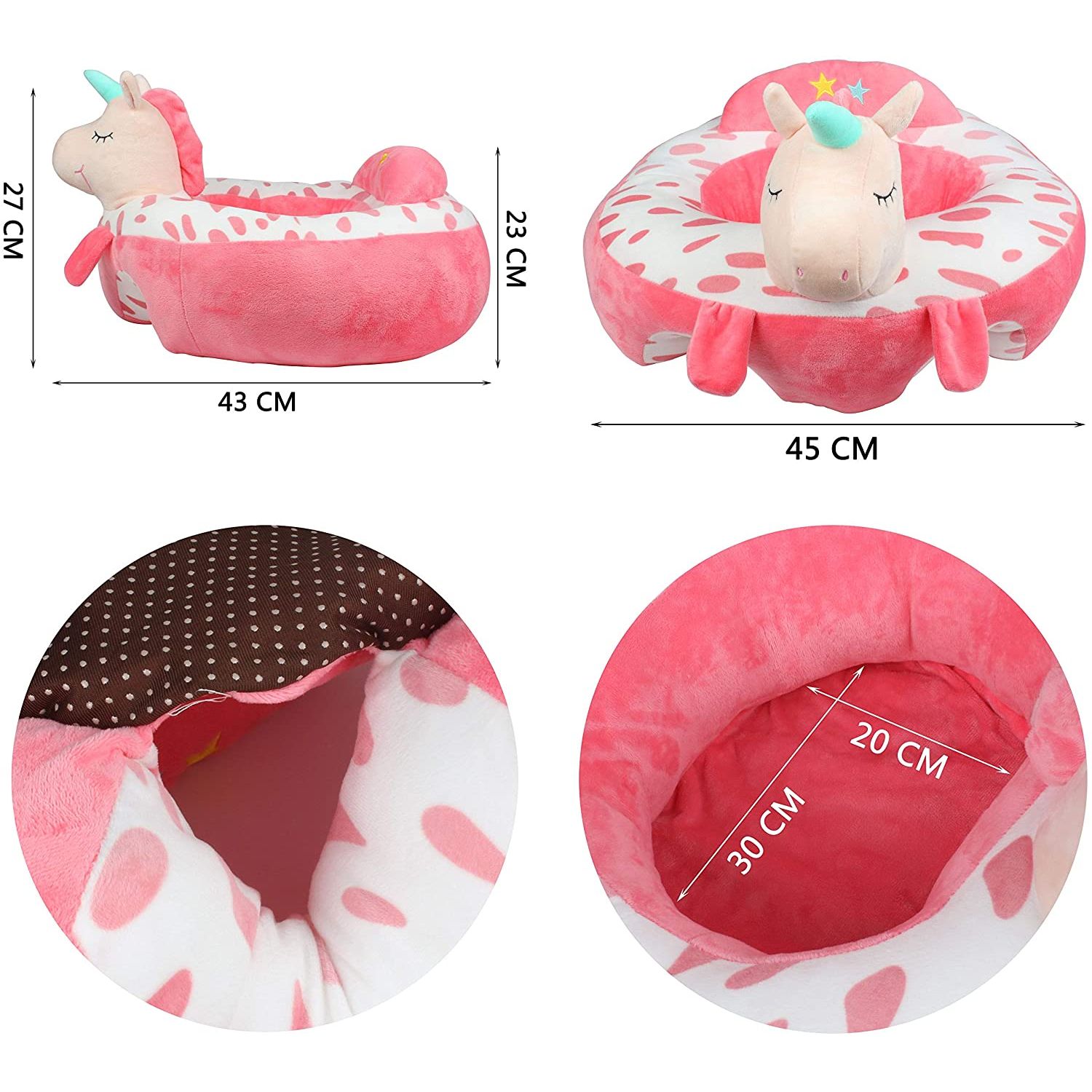 Fotoliu Bebe Unicorn invat sa stau in fundulet, 45 cm, din plus fotografia produsului View 4 L