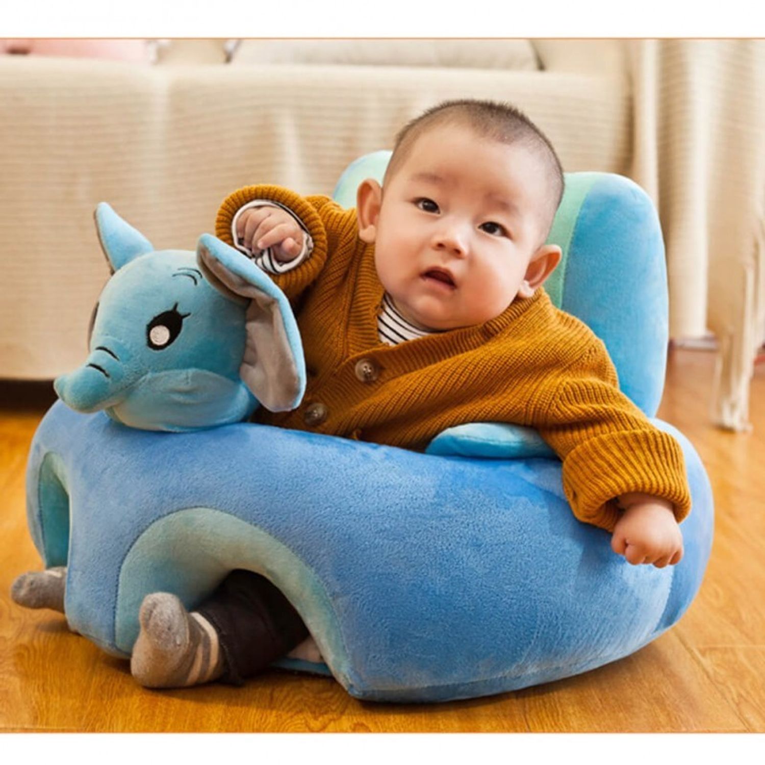 Fotoliu bebe cu perna pe sezut si cu spatar - Elefant bleu fotografia produsului View 3 L