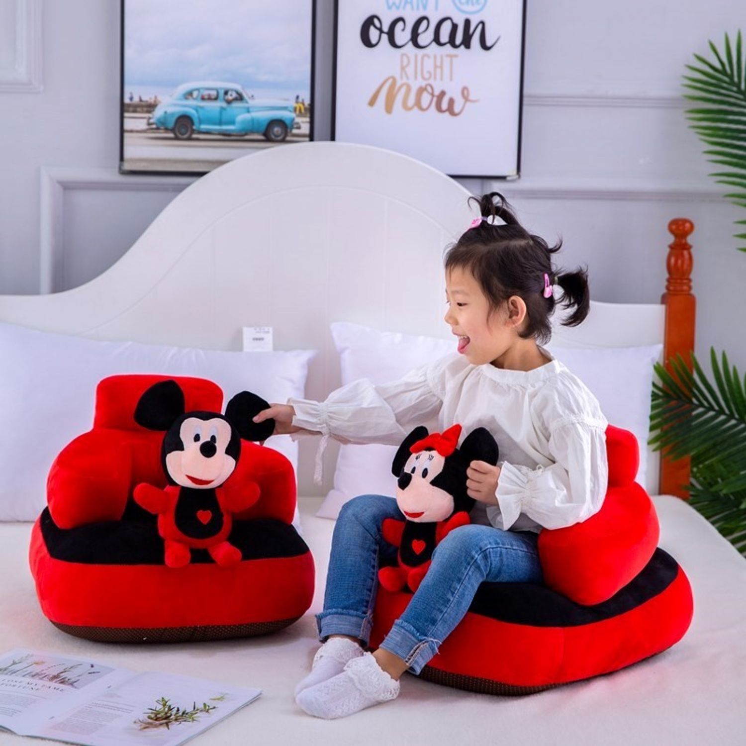 Fotoliu bebe cu spatar - cu mascota Minnie Mouse in fata, din plus fotografia produsului View 3 L