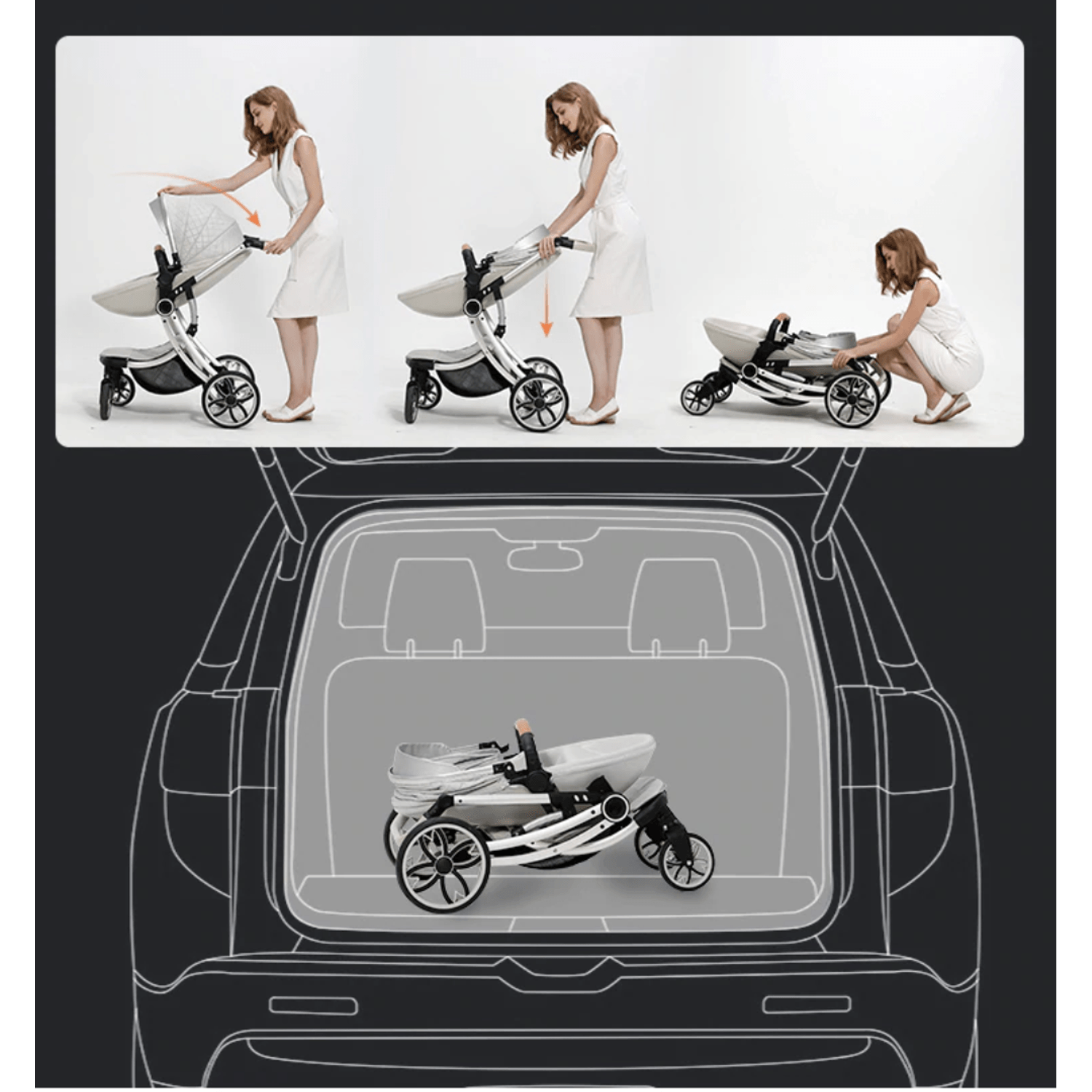 Carucior 2 in 1 Egg Shape F1 - gri fotografia produsului View 16 L