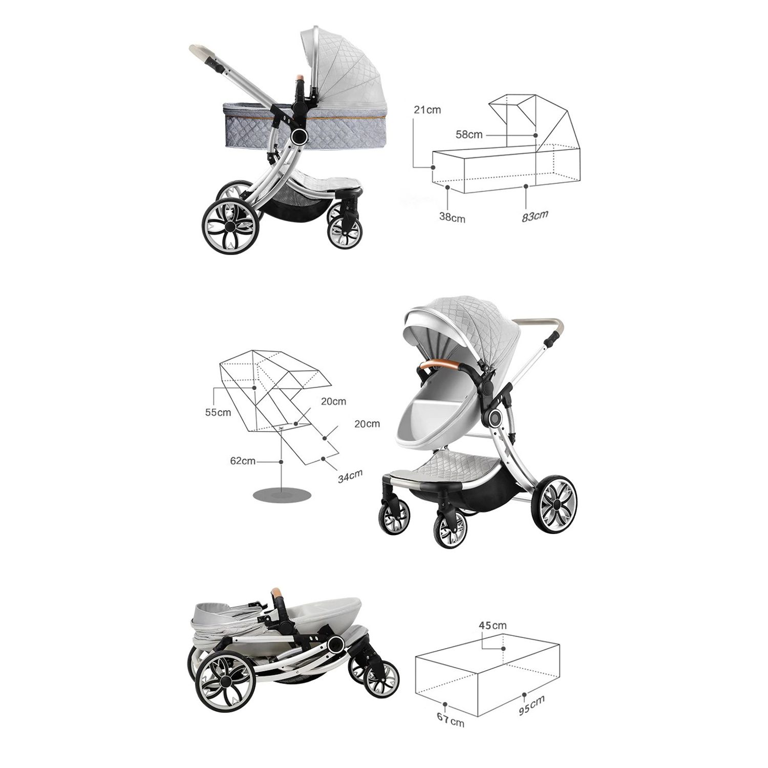 Carucior 2 in 1 Egg Shape F1 - negru fotografia produsului View 22 L