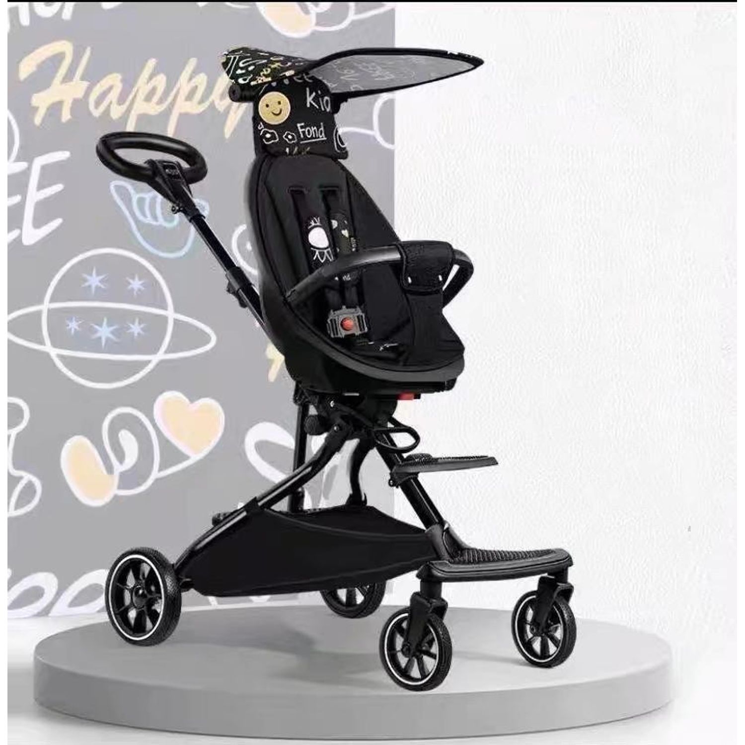 Carucior sport compact, bidirectional, pliabil si portabil, Easy A6 - Smiley face fotografia produsului