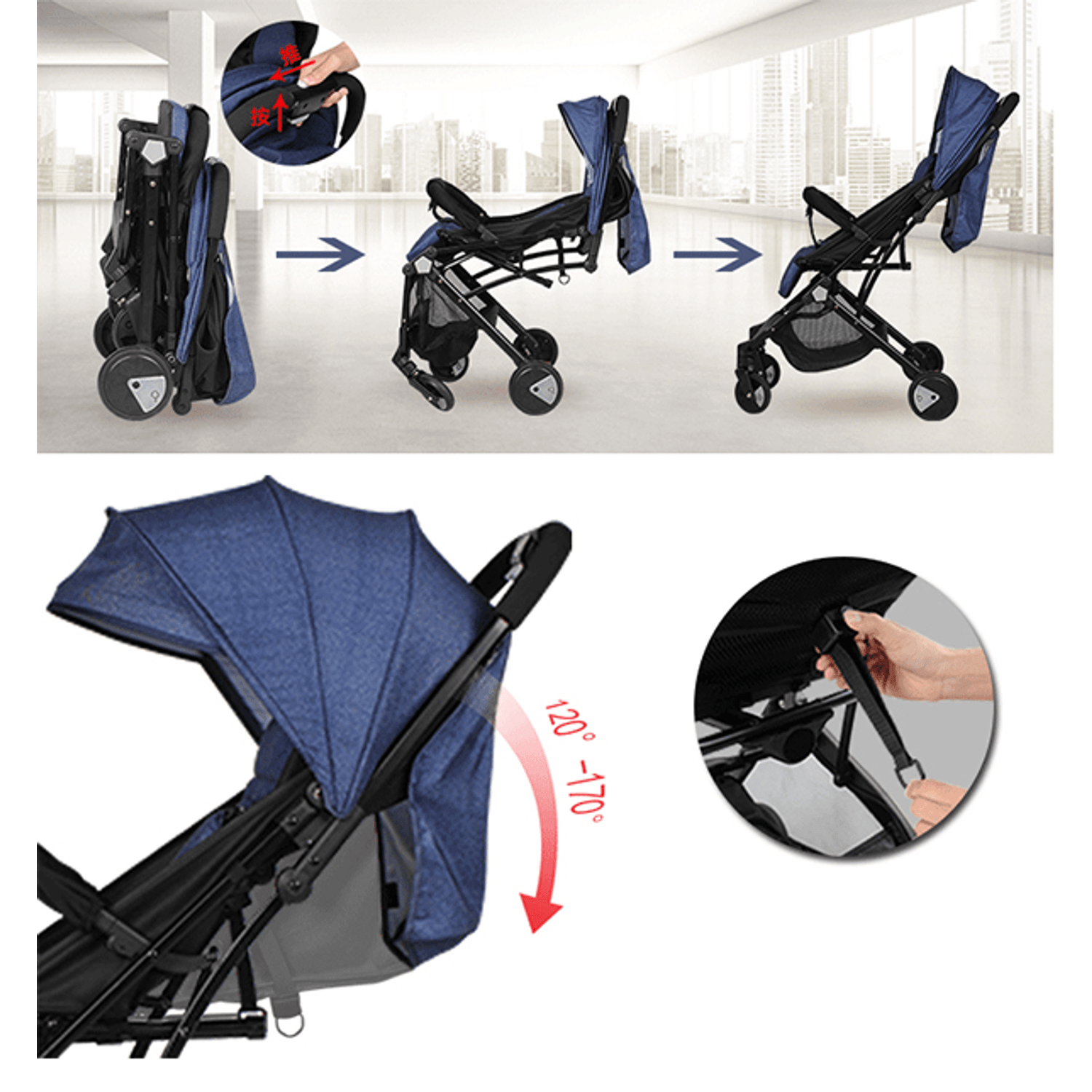 Carucior sport tip troller, transport avion, Y1 - multicolor fotografia produsului View 10 L