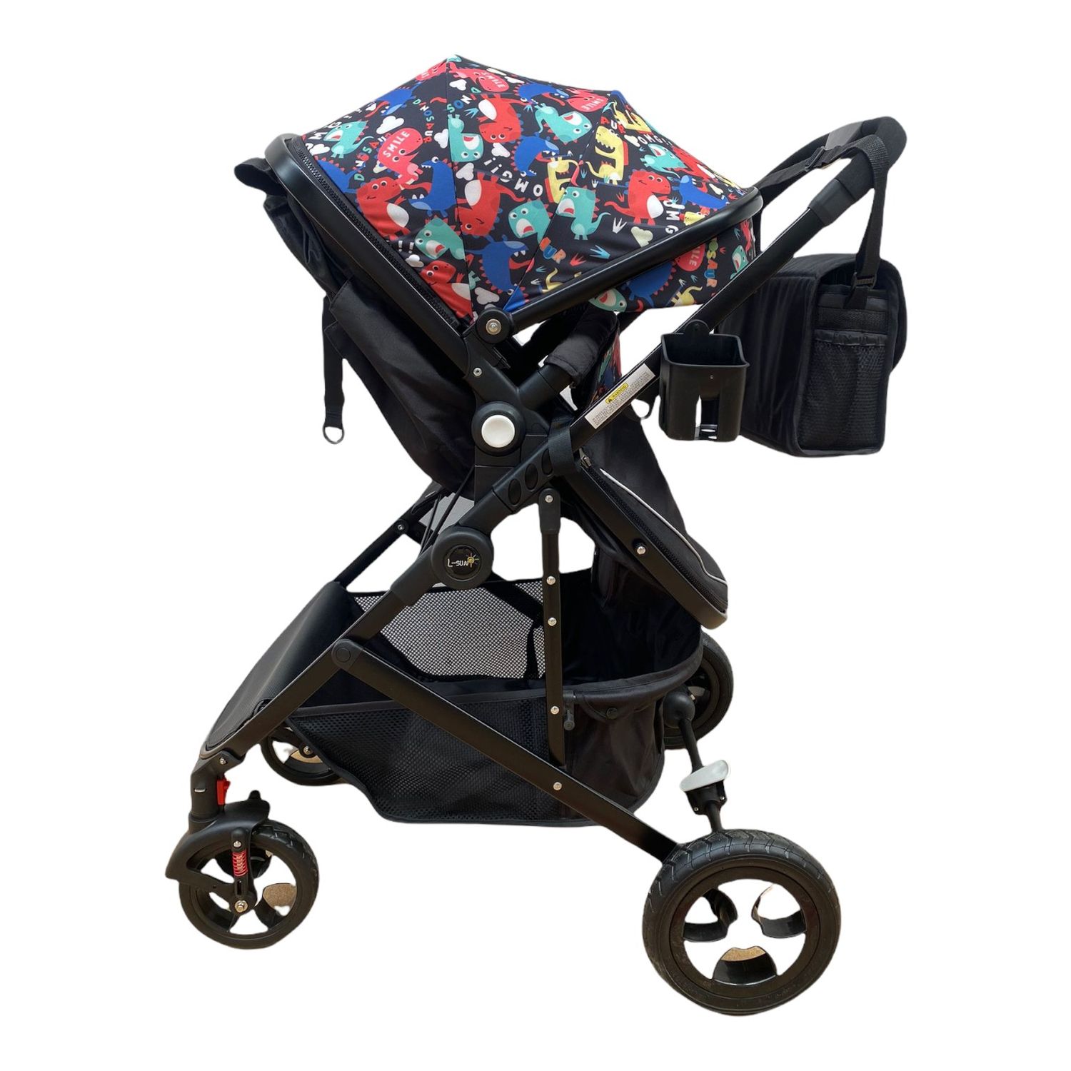Carucior 2 in 1 transformabil landou-sport, 808 Negru cu flori fotografia produsului View 2 L